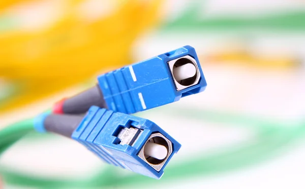 Optic fiber cables connected — Stock Photo, Image