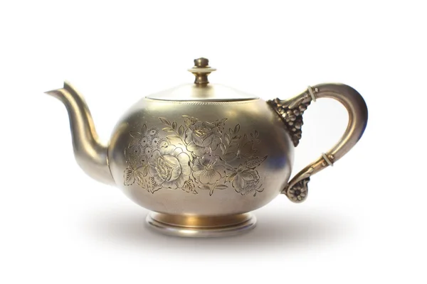 Silver antique teapot — Stock Photo, Image