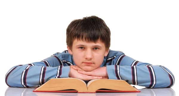 Nastolatek i książki — Zdjęcie stockowe