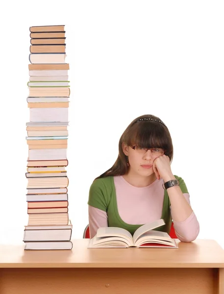 Девочка и книги — стоковое фото