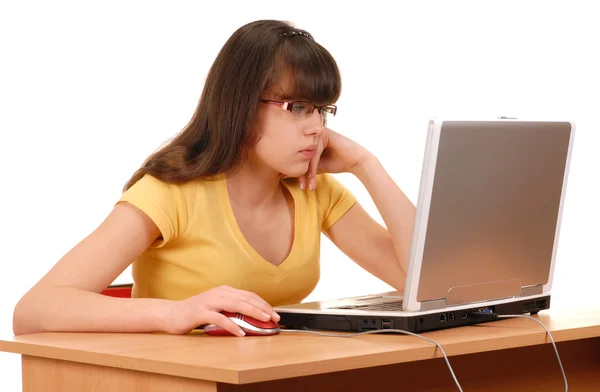 Girl with Computer — Stock Photo, Image