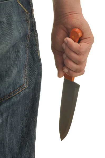 Hand med kniv — Stockfoto