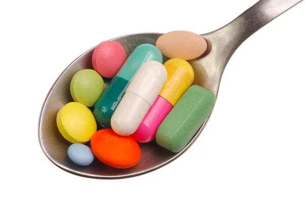Pills on Spoon — Stock Photo, Image