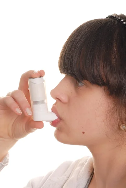 Girl with Inhaler — Stock Photo, Image