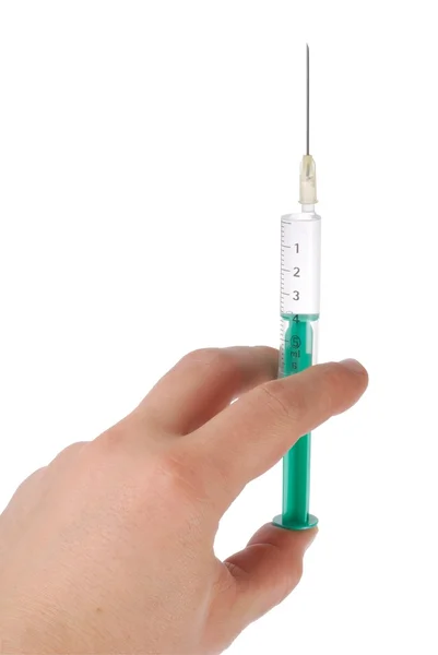 Hand and Syringe — Stock Photo, Image