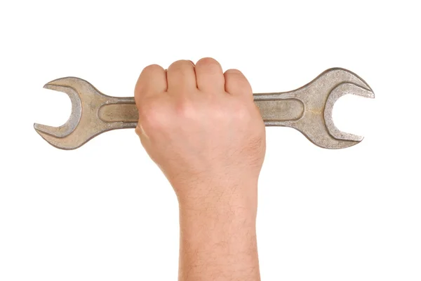 Mão com chave inglesa — Fotografia de Stock