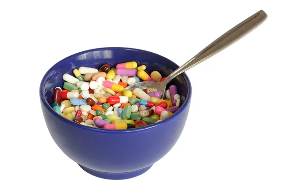 Comprimidos em Bowl — Fotografia de Stock