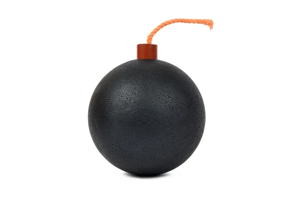Черная бомба с взрывателем — стоковое фото