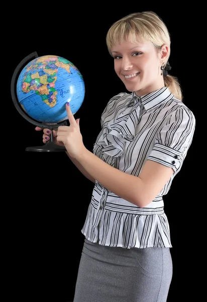 Nauczyciel z globe — Zdjęcie stockowe