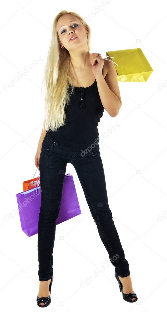 Beautiful woman with purchases