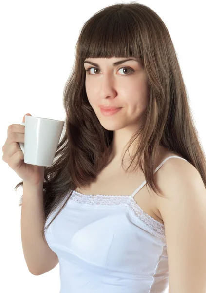 Girl with a mug — Stock Photo, Image
