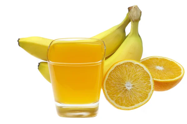 Μπανάνες και χυμό πορτοκαλιού. — Φωτογραφία Αρχείου