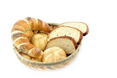 Bread roll and croissant. clipart