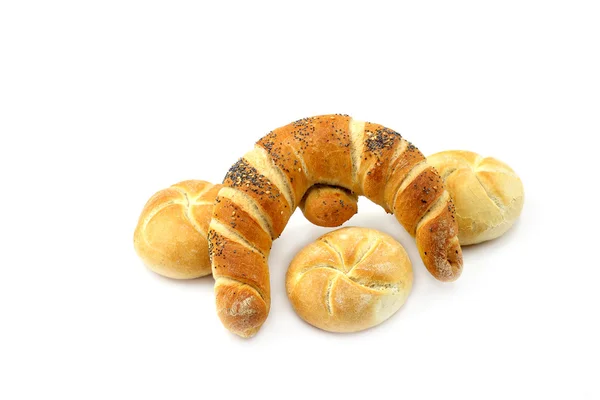 Rolo de pão e croissant — Fotografia de Stock