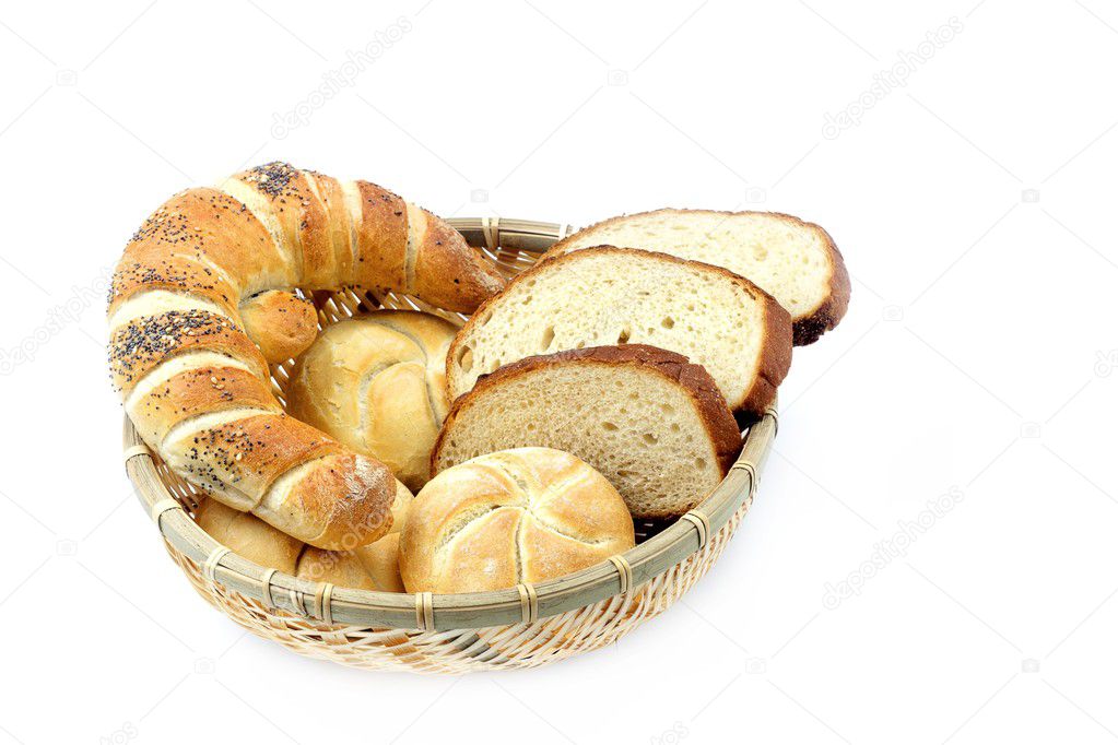 Bread roll and croissant.