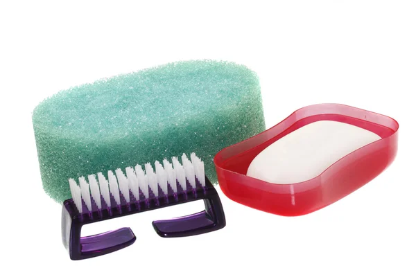 stock image Sponge, soap, brush.