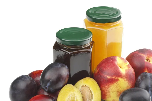 Nectarine,plums and jam — Stock Photo, Image