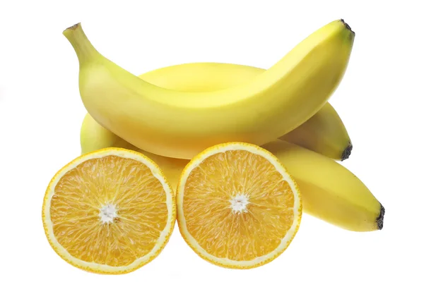 Bananas and orange. — Stock Photo, Image