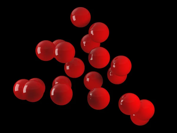 Red spheres on a black background — Stock Photo, Image