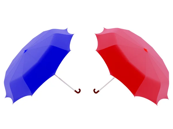 Paraguas rojo y azul — Foto de Stock