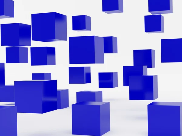 Falling cubes of blue colour — Stock Photo, Image