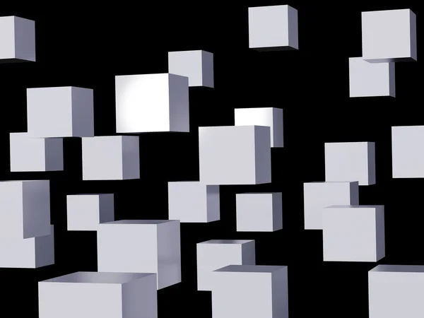 Cubos em queda de cor branca — Fotografia de Stock