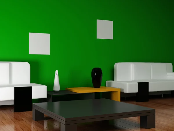 Mobiliário em uma sala verde — Fotografia de Stock