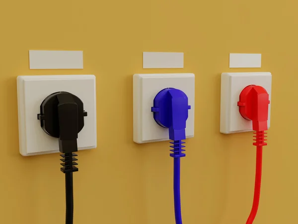 Tres enchufes eléctricos — Foto de Stock