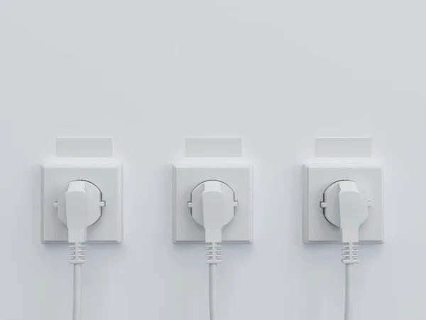 Üç beyaz kablolar — Stok fotoğraf