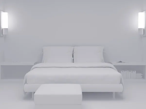 Camera da letto bianca set sette — Foto Stock