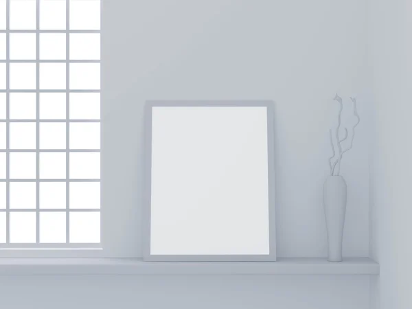 Biały pokój z obrazem — Zdjęcie stockowe