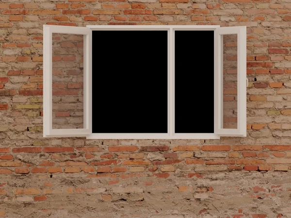 Tuğla duvardaki pencere — Stok fotoğraf