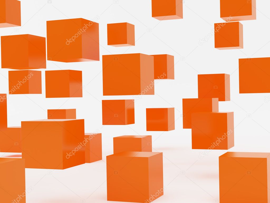 Falling cubes of orange colour