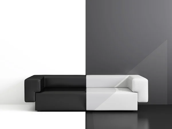 Interior with a black sofa — Stock Photo, Image