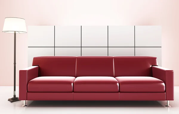 Röd soffa — Stockfoto