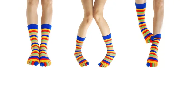 Bein i sokker – stockfoto
