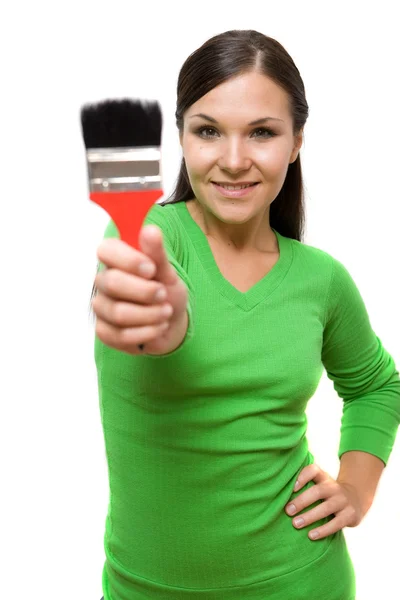 Woman with paintbrush — Stock Photo, Image