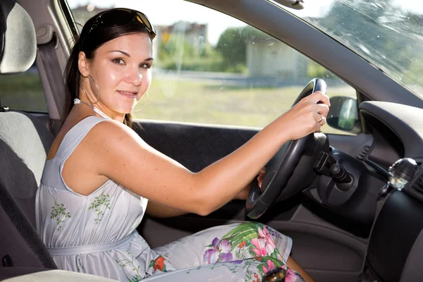 Woman in car — Stock Photo, Image