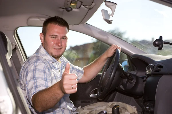 Casual man in car — Stock Photo, Image