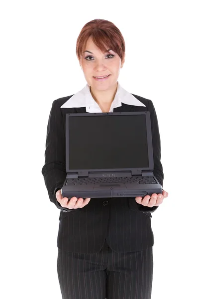 Empresária com laptop — Fotografia de Stock