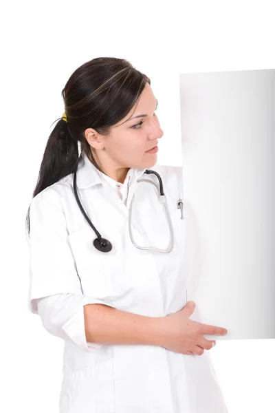 Vrouwelijke arts met bord — Stockfoto