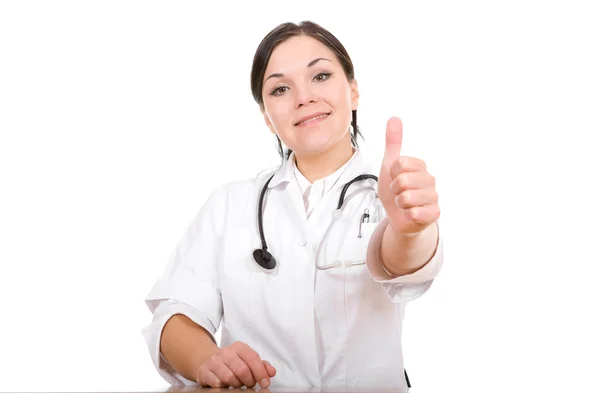 Female doctor at desk — Stock Photo, Image