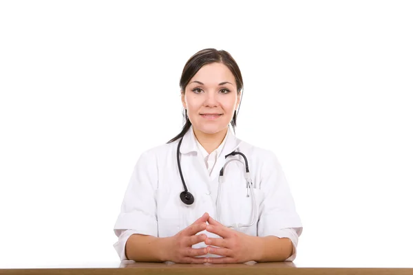 Female doctor at desk — Stock Photo, Image