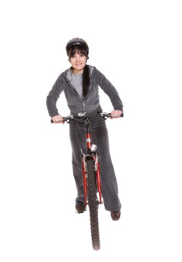 Woman on bike clipart