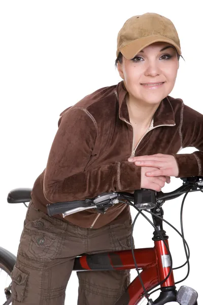Γυναίκα με το ποδήλατό — Φωτογραφία Αρχείου