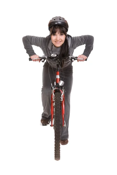 Kvinna på cykel — Stockfoto