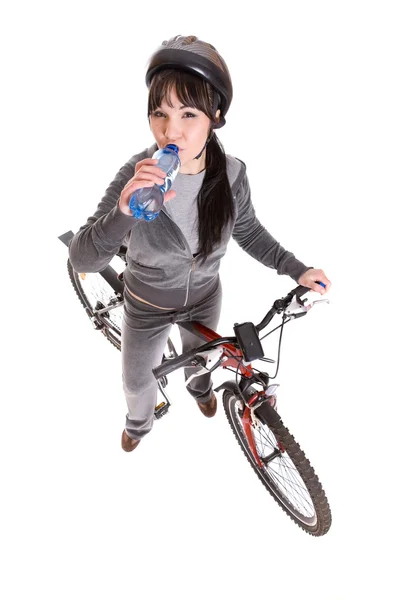 骑着自行车的女人 — 图库照片