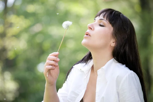 stock image Woman with dandelion