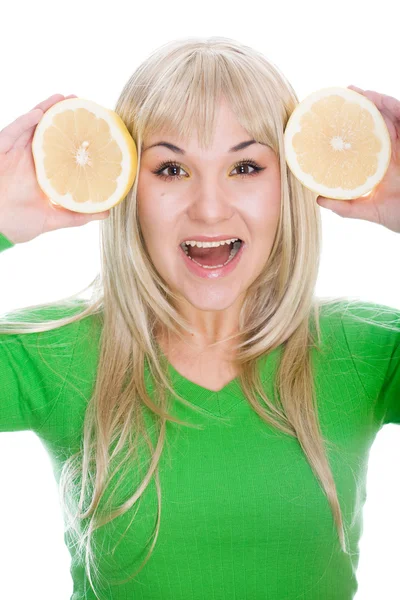 グレープ フルーツを持つ女性 — ストック写真