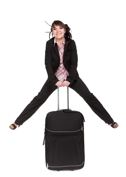 Zakenvrouw met koffer — Stockfoto